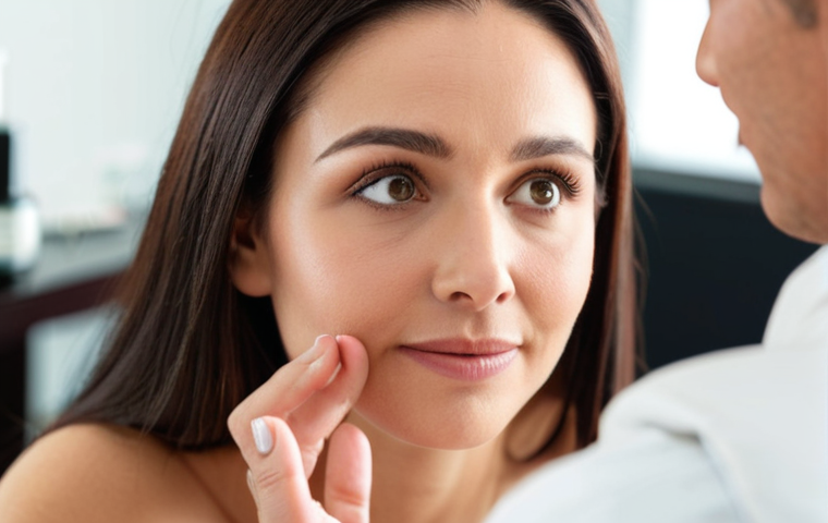 **
Prompt: A close-up shot of a cosmetologist actively listening to a client in a brightly lit beauty salon. The cosmetologist is maintaining eye contact and nodding attentively. Soft, warm lighting emphasizes the empathetic expression on the cosmetologist's face. The client is speaking, gesturing slightly with her hands. Focus on capturing the feeling of trust and understanding between them. Include high-end skincare products subtly in the background.
**