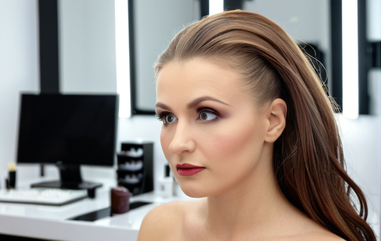 ** A thoughtful Polish cosmetologist in a modern, elegant beauty salon setting in Poland. Her expression reflects both passion for her craft and a subtle contemplation about the evolving industry challenges, such as the rapid pace of new techniques and the struggle for fair compensation amidst rising living costs. The background includes blurred elements suggesting digital tools, social media presence, and advanced beauty equipment, symbolizing the dynamic, competitive market she navigates.
2. **Prompt for
