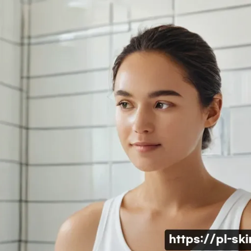 피부관리 이론 핵심 정리 - **Prompt:** A young woman, early 20s to early 30s, with a reflective expression, stands in a modern,...