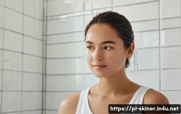 피부관리 이론 핵심 정리 - **Prompt:** A young woman, early 20s to early 30s, with a reflective expression, stands in a modern,...