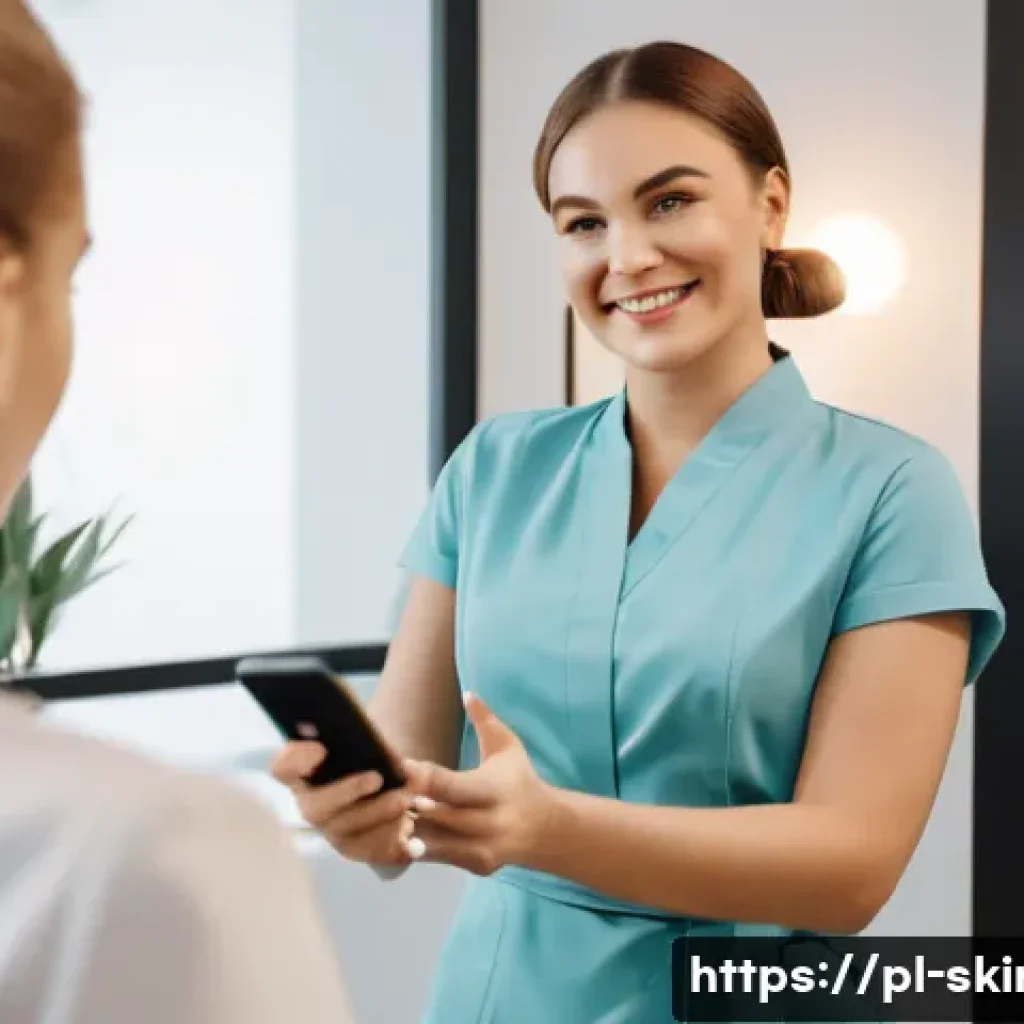 피부관리사의 경력 목표 달성 사례 - "A professional female cosmetologist, in her late 20s to early 30s, with a warm and approachable exp...