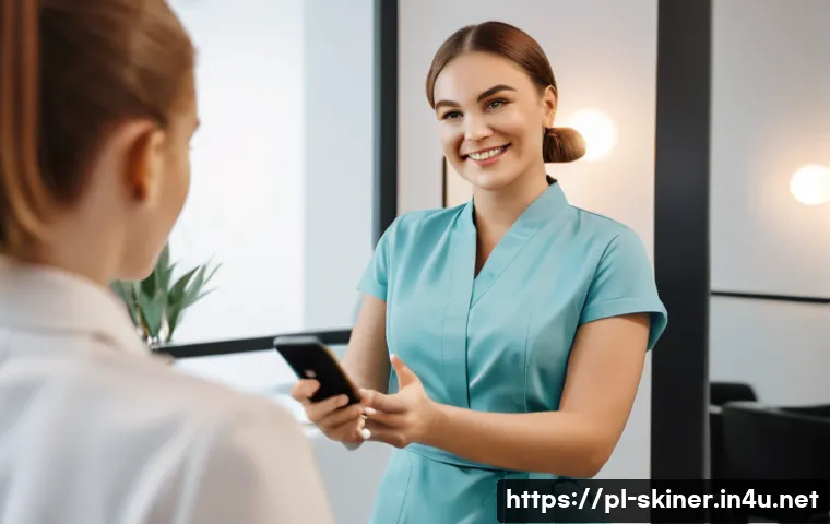 피부관리사의 경력 목표 달성 사례 - "A professional female cosmetologist, in her late 20s to early 30s, with a warm and approachable exp...