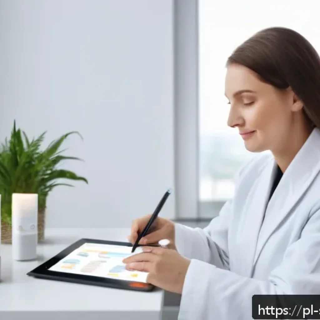 피부관리사의 자주 묻는 질문 정리 - A professional skincare consultation scene set in a modern dermatology clinic in Poland, featuring a...