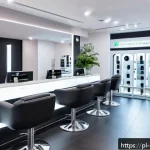 Home 22 피부관리 고객 서비스에서의 프라이버시 보호 - A modern beauty salon interior focusing on data security: a sleek reception desk with a locked digit...