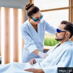 Home 20 피부관리사 글로벌 자격증 종류 - A professional cosmetologist in a modern, bright clinic setting, wearing elegant, clean white medica...