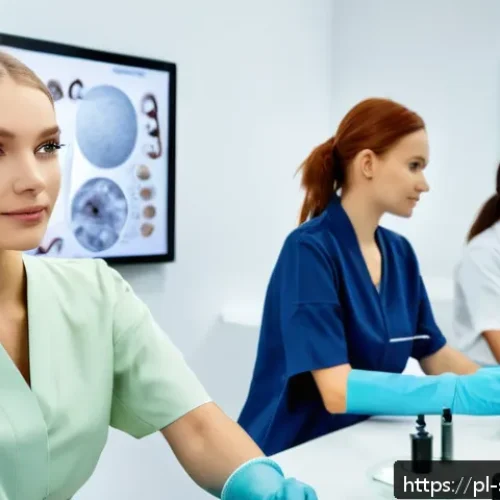 Home 31 피부관리사 자격증 취득 방법 - A professional cosmetology training classroom in Poland, featuring a diverse group of adult students...
